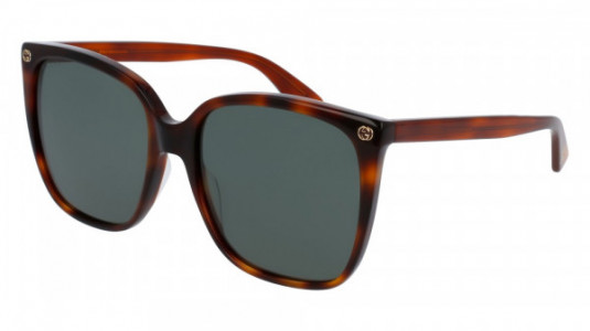 Gucci GG0022S Sunglasses, 002 - HAVANA with GREEN lenses