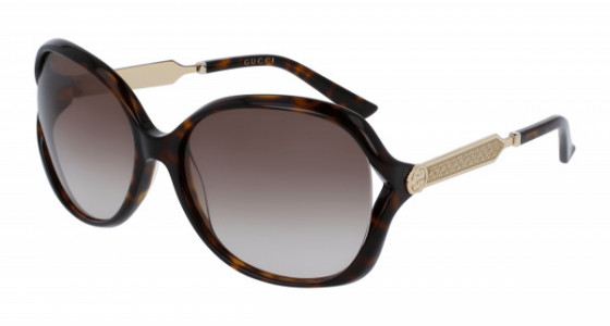 Gucci GG0076S Sunglasses, 003 - HAVANA with GOLD temples and BROWN lenses