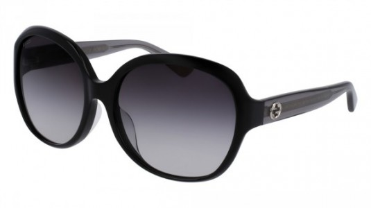 Gucci GG0080SK Sunglasses, 002 - BLACK with GREY temples and GREY lenses