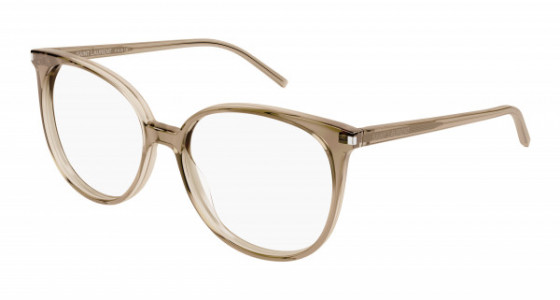 Saint Laurent SL 39 Eyeglasses, 007 - BROWN with TRANSPARENT lenses