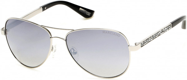 GUESS by Marciano GM0754 Sunglasses, 06C - Shiny Silver/smoke Gradient With Light Flash Lens