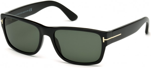 Tom Ford FT0445 Mason Sunglasses, 01N - Shiny Black/ Green Lenses