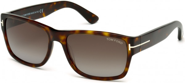 Tom Ford FT0445 Mason Sunglasses, 52B - Shiny Dark Havana/ Gradient Smoke Lenses