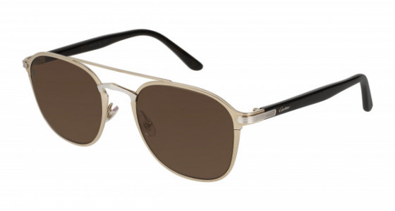 Cartier CT0012S Sunglasses, 002 - GOLD with HAVANA temples and BROWN lenses
