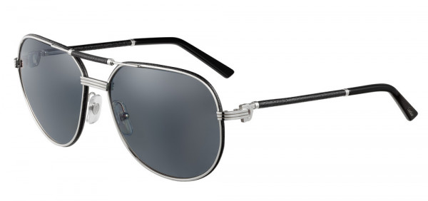 Cartier CT0053S Sunglasses, 002 - SILVER with BLACK temples and GREY polarized lenses
