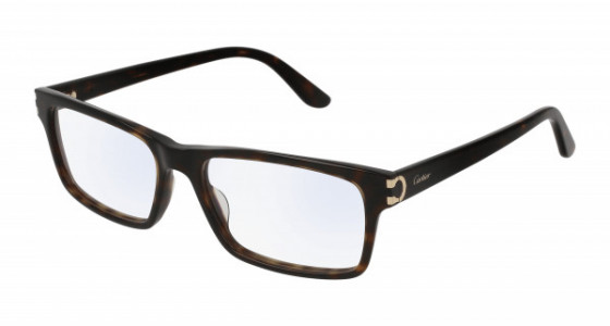 Cartier CT0005O Eyeglasses, 005 - HAVANA with TRANSPARENT lenses