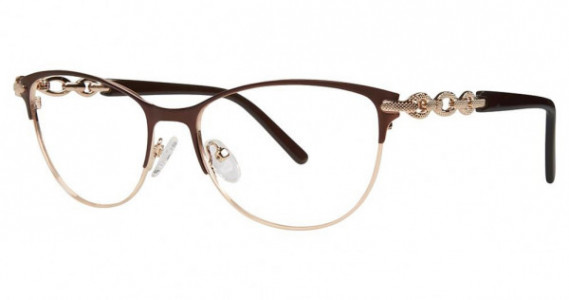 Genevieve Captivate Eyeglasses, matte mocha/gold