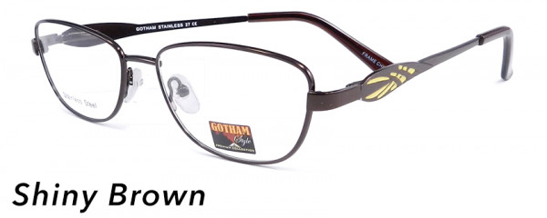 Smilen Eyewear Gotham Premium Steel 27 Eyeglasses, Shiny Brown
