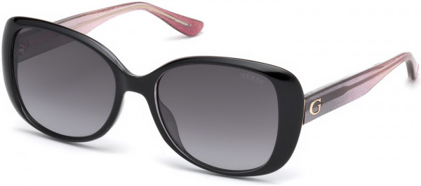 Guess GU7554 Sunglasses, 01B - Shiny Black / Shiny Light Pink