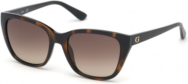 Guess GU7593 Sunglasses, 52F - Dark Havana / Gradient Brown Lenses