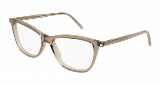 Saint Laurent SL 259 Eyeglasses, 014 - BROWN with TRANSPARENT lenses