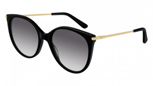 Bottega Veneta BV0231S Sunglasses, 001 - BLACK with GOLD temples and GREY lenses