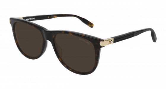 Montblanc MB0031S Sunglasses, 008 - HAVANA with BLACK temples and BROWN lenses