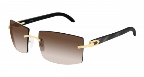 Cartier CT0021RS Sunglasses, 001 - GOLD with BLACK temples and BROWN lenses