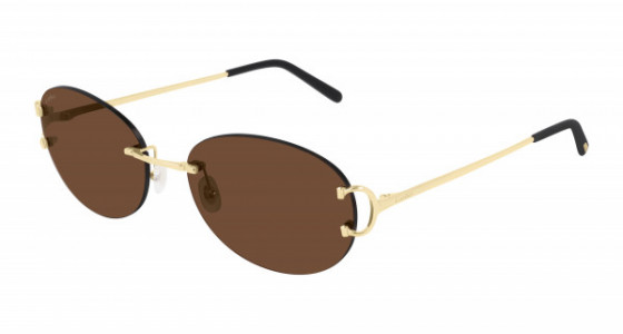 Cartier CT0029RS Sunglasses, 002 - GOLD with BROWN lenses