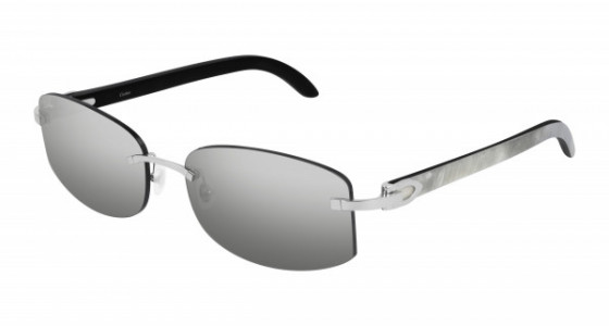 Cartier CT0031RS Sunglasses, 001 - SILVER with WHITE temples and GREY lenses