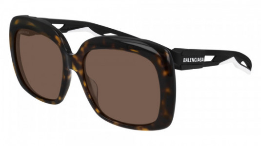 Balenciaga BB0054SA Sunglasses, 002 - HAVANA with BLACK temples and BROWN lenses