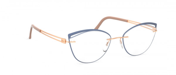 Silhouette Aperture Accent Rings FU Eyeglasses, 3530 Rosegold / Velvet Blue