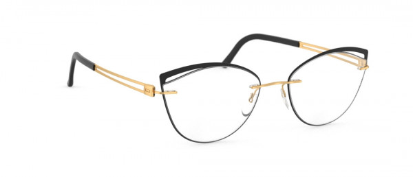 Silhouette Aperture Accent Rings FU Eyeglasses, 7530 Gold / Black