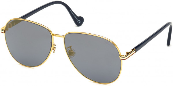 Moncler ML0131-D Sunglasses, 30D - Gold W. R.w.b.temples, Navy Tips/ Polarized Blue Flash Gold Lenses