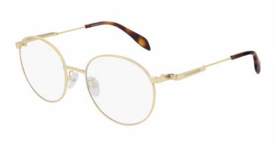 Alexander McQueen AM0232O Eyeglasses, 004 - GOLD with TRANSPARENT lenses
