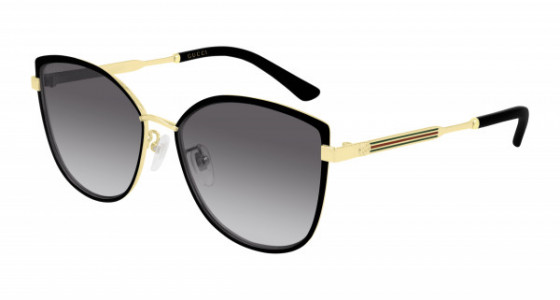 Gucci GG0589SK Sunglasses, 001 - BLACK with GOLD temples and GREY lenses