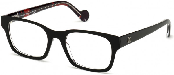 Moncler ML5070-F Eyeglasses, 005 - Shiny Black W. Inner Moncler Vintage Pattern