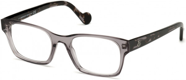 Moncler ML5070-F Eyeglasses, 020 - Shiny Transparent Grey W. Black & Grey Havana