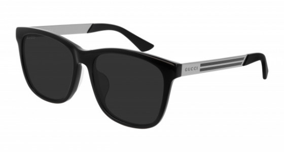 Gucci GG0695SA Sunglasses, 001 - BLACK with GUNMETAL temples and GREY lenses