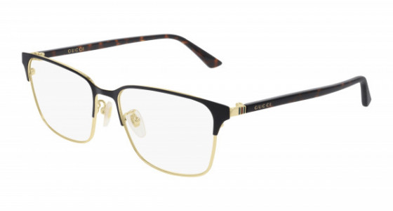 Gucci GG0756OA Eyeglasses, 002 - GOLD with HAVANA temples and TRANSPARENT lenses