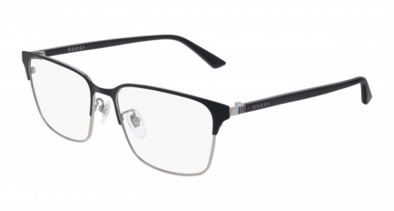 Gucci GG0756OA Eyeglasses, 003 - GUNMETAL with BLACK temples and TRANSPARENT lenses