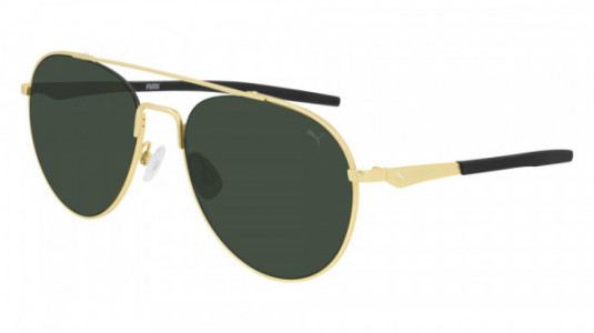 Puma PU0247S Sunglasses, 004 - GOLD with GREEN lenses
