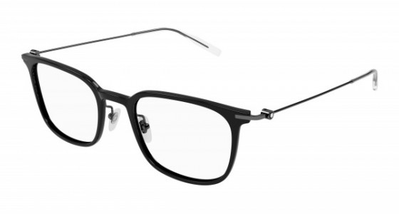 Montblanc MB0100O Eyeglasses, 005 - BLACK with GUNMETAL temples and TRANSPARENT lenses