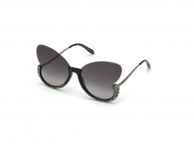 Atelier Swarovski SK0270-P Sunglasses, 01B - Shiny Black, Shiny Light Ruthenium, Crystal Decor / Gr. Grey W. Flash