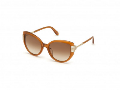 Atelier Swarovski SK0272-P-H Sunglasses, 45F - Shiny Light Brown, Shiny Pale Gold, Crystal Dãƒâ©Cor/ Grad. Brown Lens