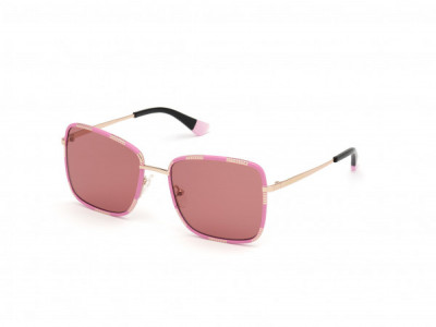 Victoria's Secret VS0041 Sunglasses, 28Y - Pink On Shiny Rose Gold W/ Black Tips, Pink Lens