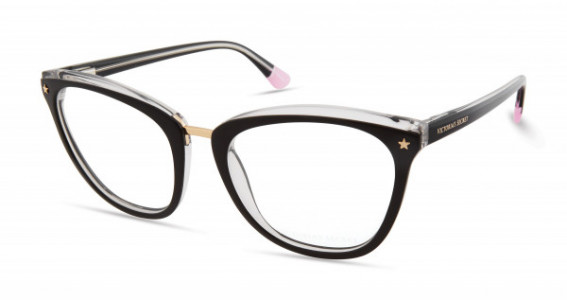 Victoria's Secret VS5016 Eyeglasses, 001 - Black On Clear W/ Gold Bridge And Gold Star On End Pieces
