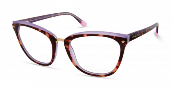 Victoria's Secret VS5016 Eyeglasses, 053 - Light Tortoise On Purple W/ Gold Bridge And Gold Star On End Pieces