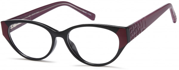 4U US104 Eyeglasses, Black Burgundy