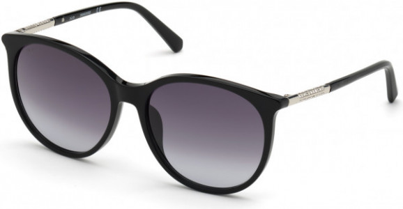 Swarovski SK0293-H Sunglasses, 01B - Shiny Black  / Gradient Smoke