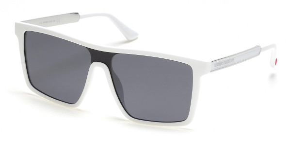 Pink PK0042 Sunglasses, 21A - Solid White, Silver Metal W/ Grey Lens