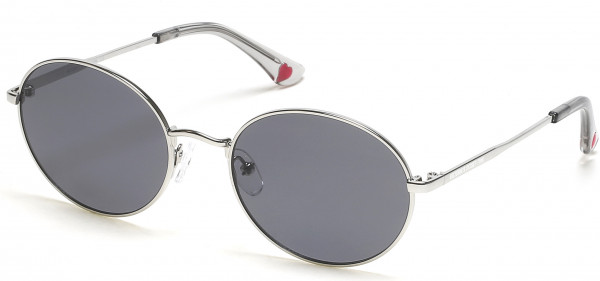 Pink PK0045 Sunglasses, 16A - Shiny Silver, Crystal Grey Temple Tip  W/ Grey Lens