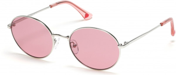 Pink PK0045 Sunglasses, 16Y - Shiny Silver, Crystal Pink Temple Tip W/ Pink Lens