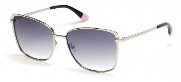 Victoria's Secret VS0049 Sunglasses, 16B - Silver, Black Tips, Grey Gradient Lens