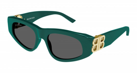 Balenciaga BB0095S Sunglasses, 005 - GREEN with GOLD temples and GREY lenses