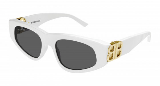 Balenciaga BB0095S Sunglasses, 012 - WHITE with GOLD temples and GREY lenses