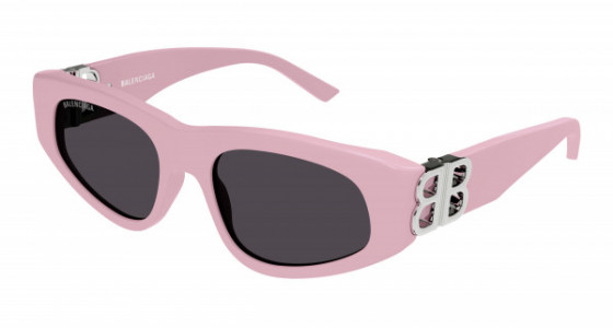 Balenciaga BB0095S Sunglasses, 013 - PINK with SILVER temples and GREY lenses