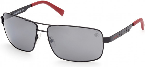 Timberland TB9225 Sunglasses, 02D - Satin Matte Black / Smoke  W/ Flash Lenses