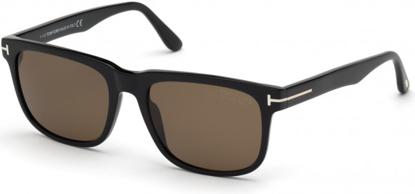 Tom Ford FT0775-D Stephenson Sunglasses, 01H - Shiny Black/ Brown Polarized Lenses