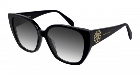 Alexander McQueen AM0284S Sunglasses, 002 - BLACK with GREY lenses